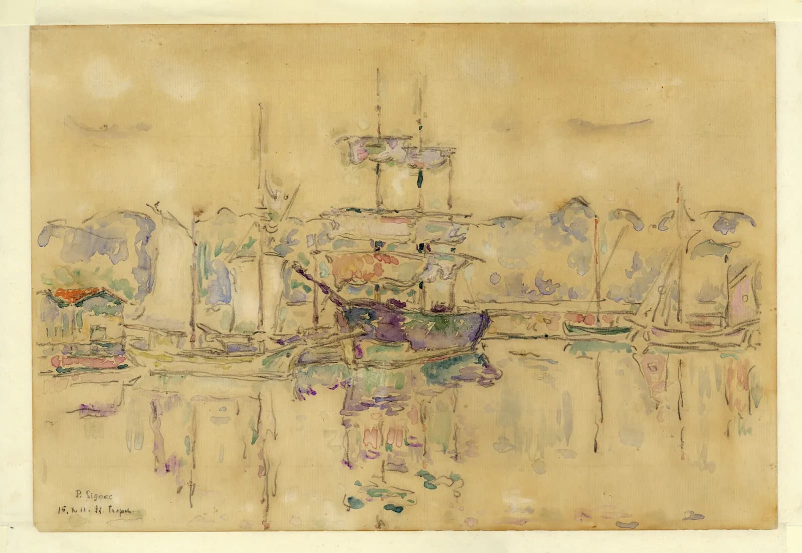 Landscape with boats; watercolor, crayon; purchased in 1962 by Muzeum Narodowe in Poznań MNP Gr 797