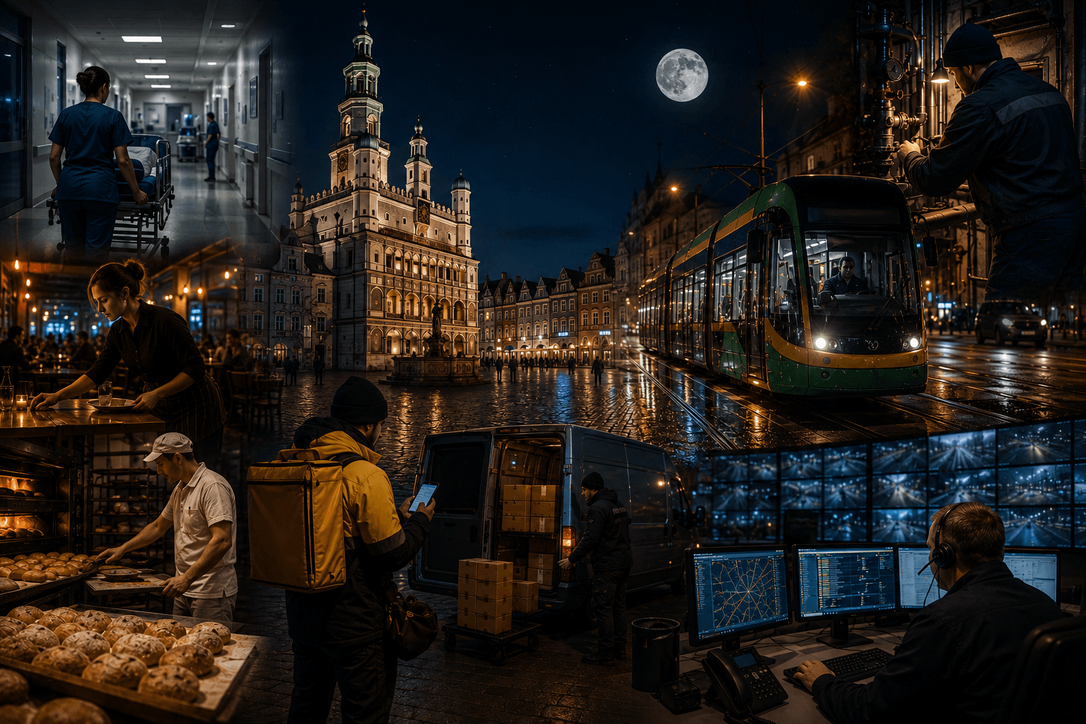 Who Keeps Poznań Running at Night — and at What Personal Cost?